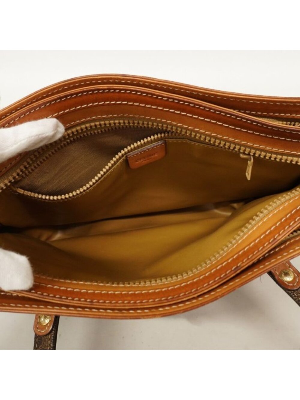 Celine Handbag Macadam Brown Gold - Picture 4 of 10